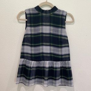J. CREW SLEEVELESS PEPLUM TOP IN GILDED HIGHLAND TARTAN PLAID SIZE XS